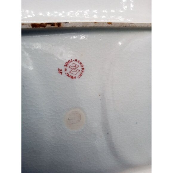 Red Plaid Serving Tray Takito Company Vintage Hand Painted Japan 10.25 In Crazed - Picture 12 of 16